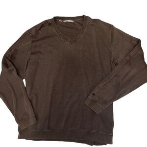 Cutter & Buck Women Top Size XL Brown VNeck Long Sleeve 100% Pima Cotton